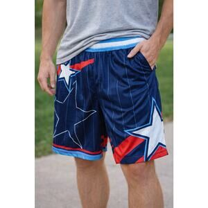 GV Art & Design Mens M Athletic Shorts Stars Striped Red White Blue Basketball